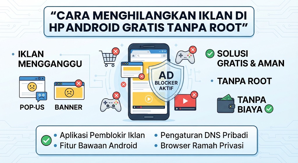 Cara Menghilangkan Iklan di HP Android Gratis Tanpa Root (AI Generate)